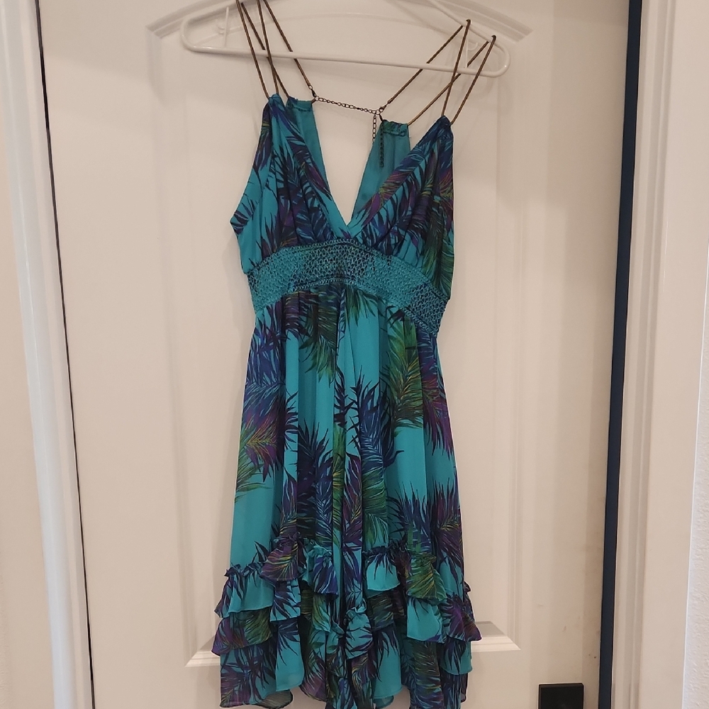Arden B Vibrant Turquoise Ruffle Dress